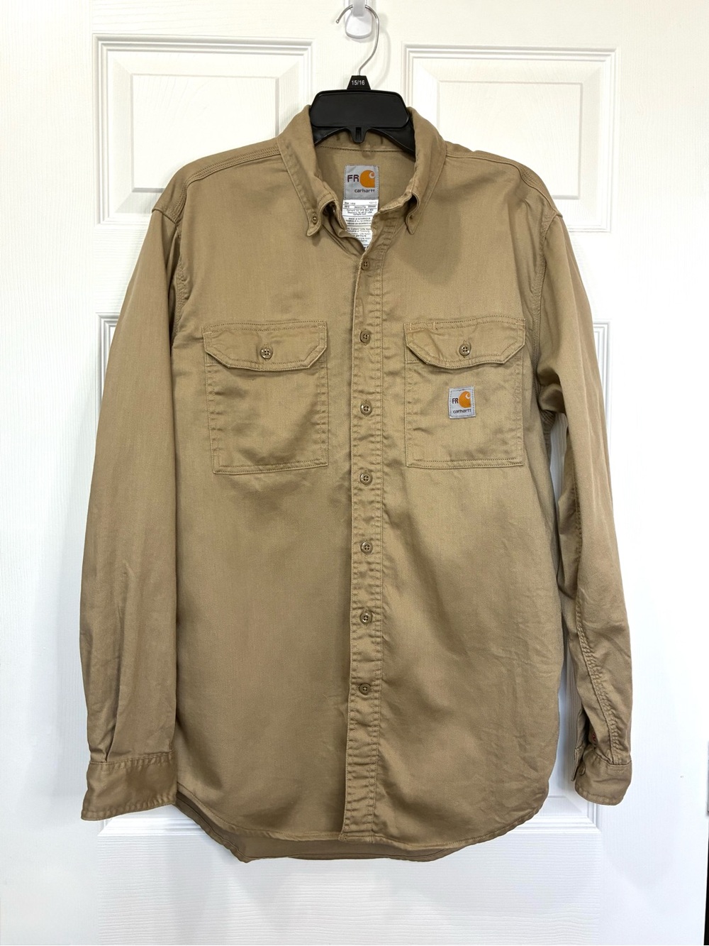 Carhartt Flame Resistant Work Shirt Men’s Medium Tan Cat 2 Long Sleeve Pockets
